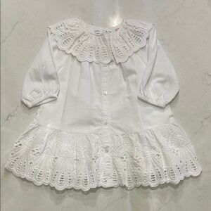 Zara White Button-Up Lace Dress